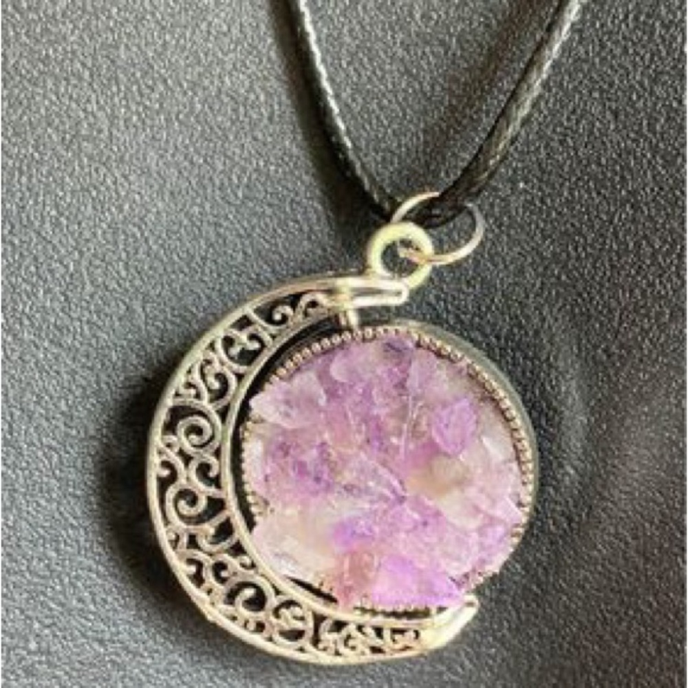 Double Side Spinning Crescent Moon w/ Crystals - 3 gemstones